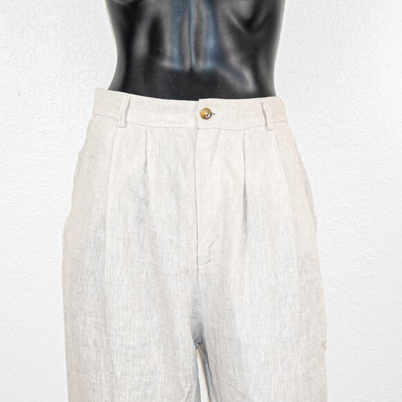 Reformation $178 Mason Linen Pants Pleated front Beige size 4 - Picture 12 of 13